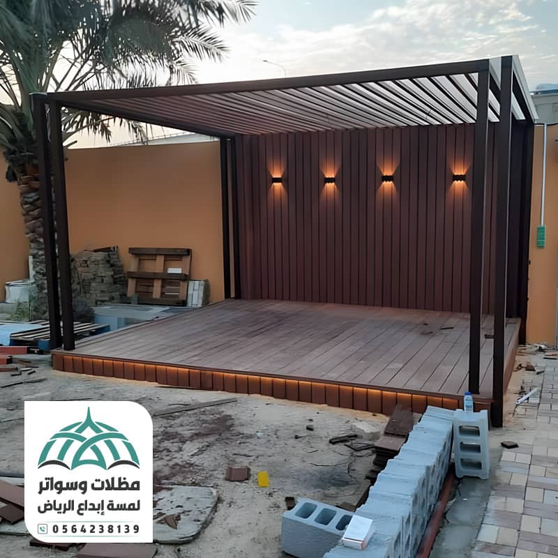 برجولات حديد مع ديكور بديل خشب